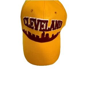 Cleveland Statement Hat Cap Gold With Burgundy Embroidered Design  Hook And Loop